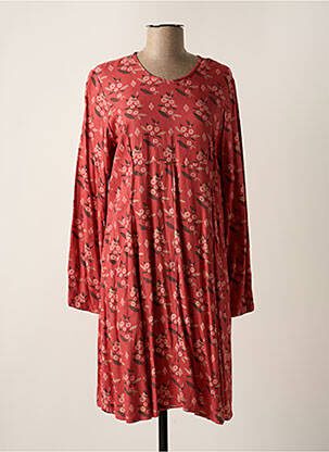 Robe mi-longue imprimé fleurs manches longues rouge AGATHE & LOUISE femme