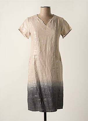 Robe mi-longue fermeture zippée au dos manches courtes beige MERI & ESCA femme