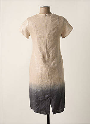 Robe mi-longue fermeture zippée au dos manches courtes beige MERI & ESCA femme
