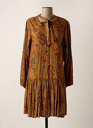 Robe mi-longue manches longues manches longues marron AGATHE & LOUISE femme
