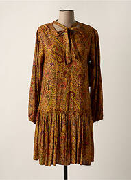 Robe mi-longue manches longues manches longues marron AGATHE & LOUISE femme