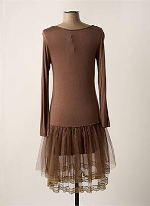 Robe mi-longue manches longues manches longues marron MAELLA femme