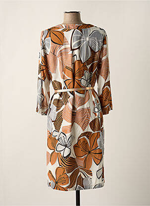 Robe mi-longue imprimé fleurs manches 3/4 marron GREGORY PAT femme