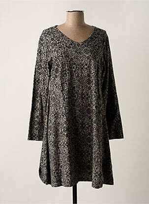 Robe mi-longue imprimé fleurs manches longues gris AGATHE & LOUISE femme