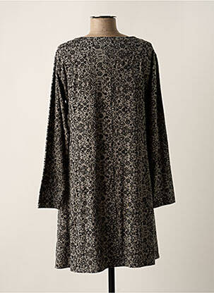 Robe mi-longue imprimé fleurs manches longues gris AGATHE & LOUISE femme