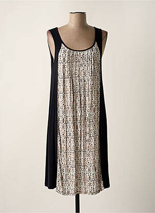 Robe mi-longue imprimé fantaisie sans manche beige EQUATION femme