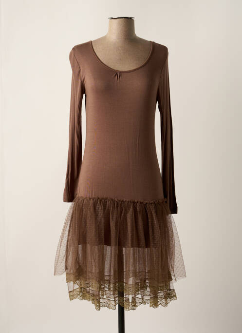 Robe mi-longue marron MAELLA pour femme