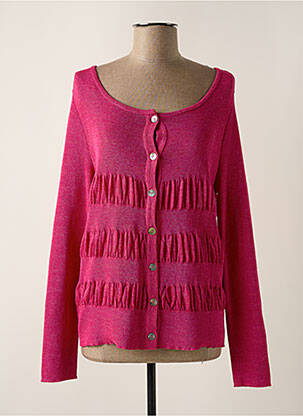Gilet manches longues col rond rose EQUATION femme