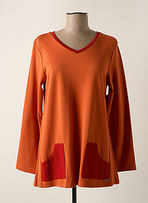 Tunique manches longues col v orange L'ATELIER D'ANNA femme