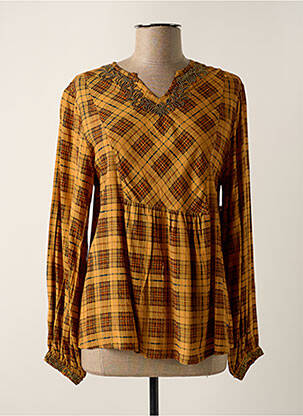 Blouse poignets boutonnés avec fente manches longues orange AGATHE & LOUISE femme