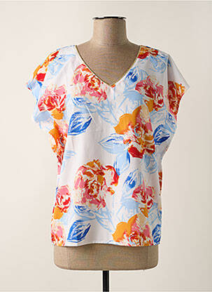Blouse tissage popeline manches courtes bleu EQUATION femme