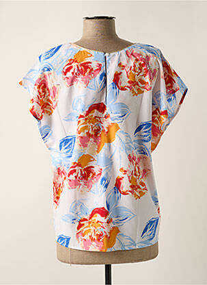 Blouse tissage popeline manches courtes bleu EQUATION femme
