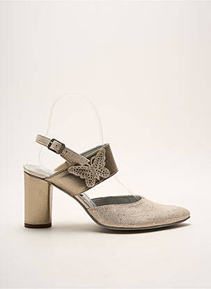 Sandales/nu pieds matière lisse talon de 4 à 6cm or UN TOUR EN VILLE femme