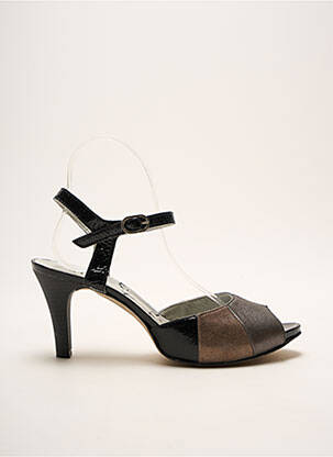 Sandales/nu pieds tissage satiné talon de 4 à 6cm noir UN TOUR EN VILLE femme