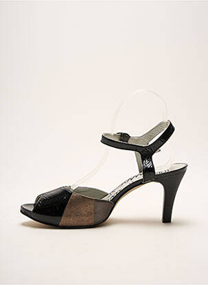 Sandales/nu pieds tissage satiné talon de 4 à 6cm noir UN TOUR EN VILLE femme