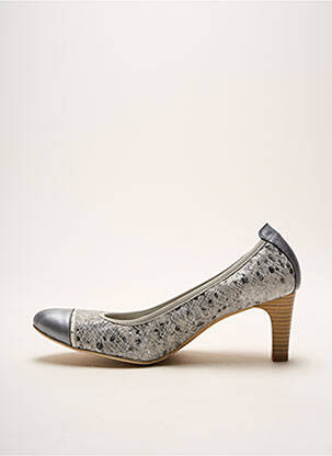 Escarpins tissage satiné talon de 4 à 6cm argent UN TOUR EN VILLE femme