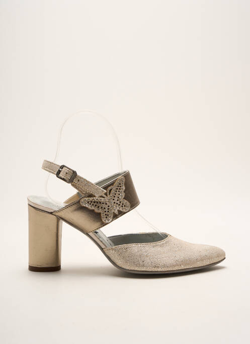 Sandales/nu pieds matière lisse talon de 4 à 6cm or UN TOUR EN VILLE femme