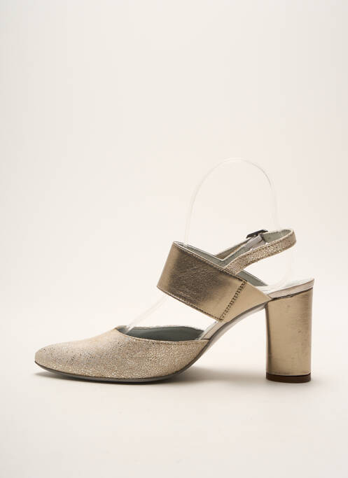 Sandales/nu pieds matière lisse talon de 4 à 6cm or UN TOUR EN VILLE femme