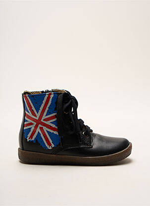 Bottines/boots tissage satiné bout rond noir FALCOTTO enfant