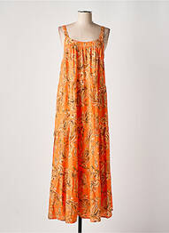 Robe longue coupe évasée fines bretelles orange CREAM femme