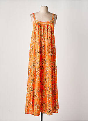 Robe longue coupe évasée fines bretelles orange CREAM femme