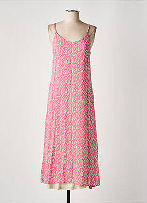 Robe longue manches bretelles ajustables fines bretelles rose CREAM femme