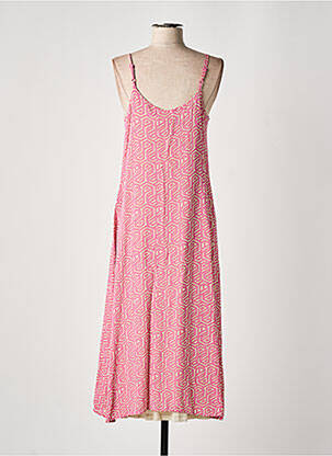 Robe longue manches bretelles ajustables fines bretelles rose CREAM femme