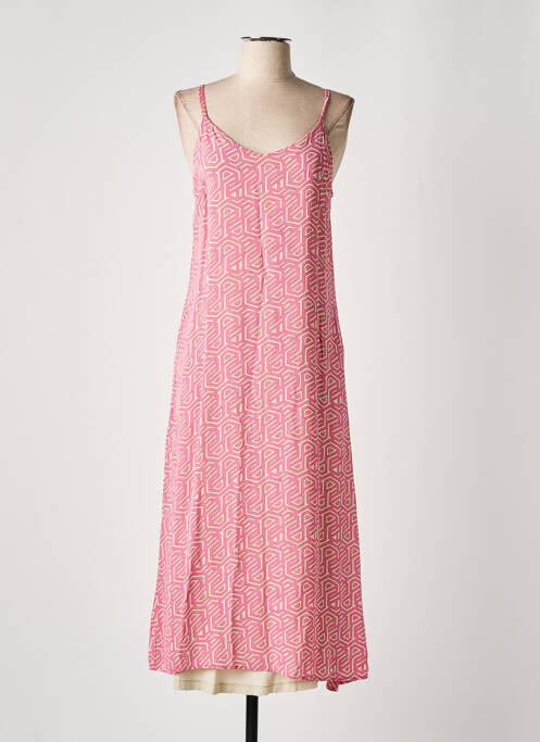 Robe longue manches bretelles ajustables fines bretelles rose CREAM femme