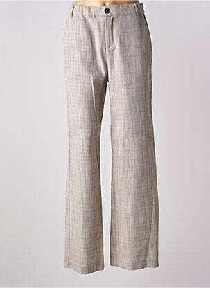 Pantalon large fermeture zippée sous rabat boutonné taille haute gris CREAM femme