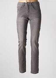 Jeans coupe slim stretch taille haute gris CREAM femme
