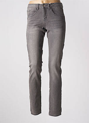 Jeans coupe slim stretch taille haute gris CREAM femme
