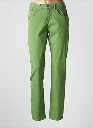 Pantalon slim tissage popeline taille normale vert CREAM femme