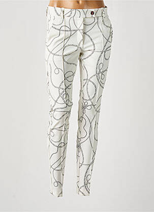 Pantalon chino fermeture zippée sous rabat boutonné taille normale blanc ZERRES femme