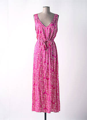 Robe longue imprimé fantaisie sans manche rose DES PETITS HAUTS femme