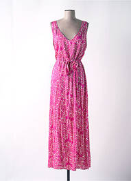 Robe longue imprimé fantaisie sans manche rose DES PETITS HAUTS femme