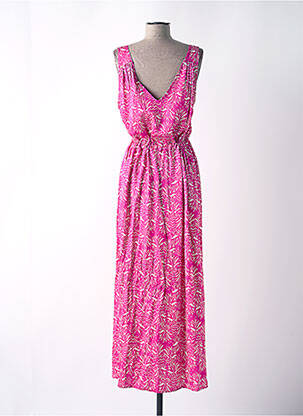 Robe longue imprimé fantaisie sans manche rose DES PETITS HAUTS femme