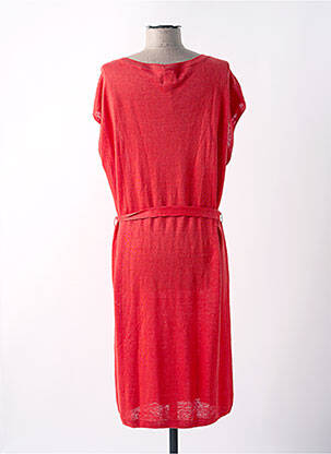 Robe pull tissage chiné manches courtes rouge DES PETITS HAUTS femme