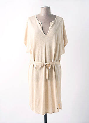 Robe pull col v manches courtes beige DES PETITS HAUTS femme
