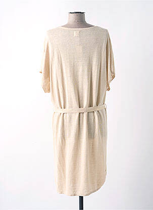 Robe pull col v manches courtes beige DES PETITS HAUTS femme