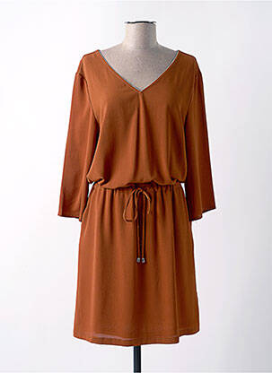 Robe mi-longue manches 3/4 manches 3/4 marron IT HIPPIE femme