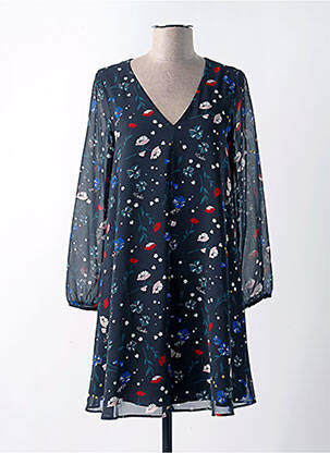 Robe courte imprimé fleurs manches longues noir I.CODE (By IKKS) femme