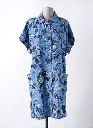 Robe mi-longue imprimé fleurs manches courtes bleu WHITE STUFF femme