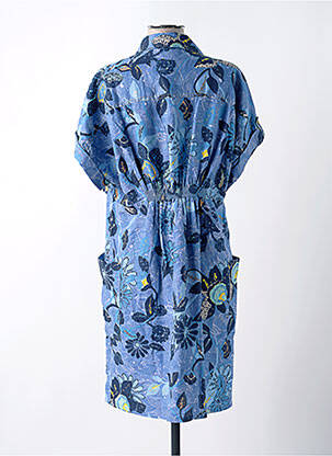 Robe mi-longue imprimé fleurs manches courtes bleu WHITE STUFF femme