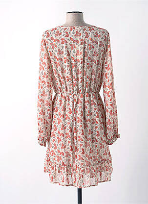 Robe mi-longue imprimé fantaisie manches longues beige CERISE BLUE femme