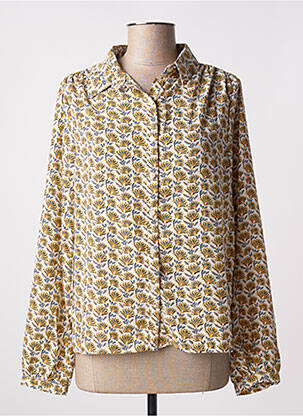 Chemisier imprimé fantaisie manches longues beige EMMA ELLA femme