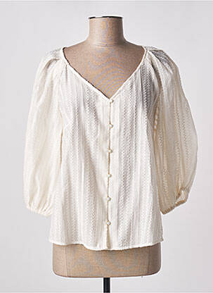 Chemisier tissage crêpe manches 3/4 beige DES PETITS HAUTS femme