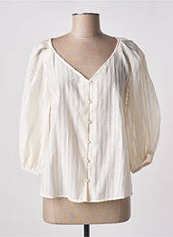 Chemisier tissage crêpe manches 3/4 beige DES PETITS HAUTS femme