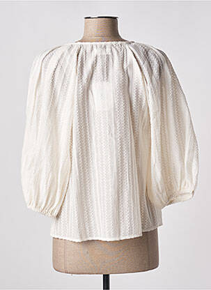 Chemisier tissage crêpe manches 3/4 beige DES PETITS HAUTS femme