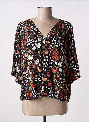 Blouse tissage popeline manches 3/4 noir DES PETITS HAUTS femme