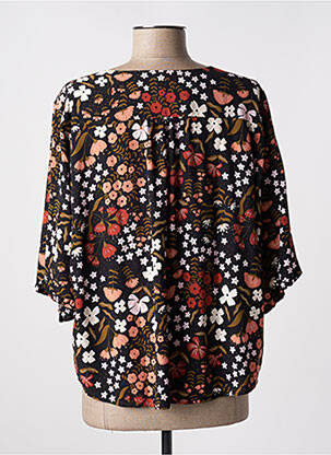 Blouse tissage popeline manches 3/4 noir DES PETITS HAUTS femme